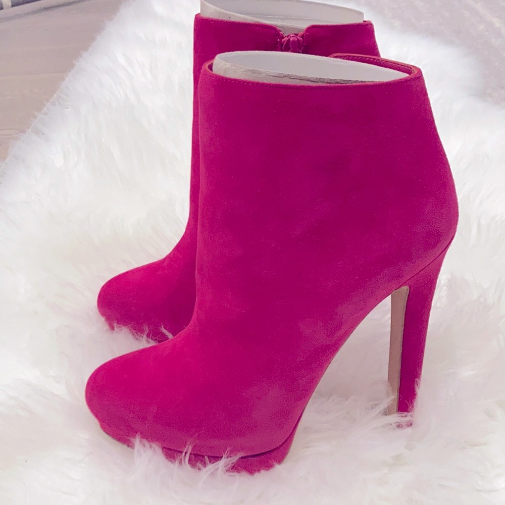 Alexander McQueen Hot Pink Suede Booties
